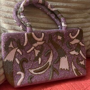 Elegant Purple Beaded Handbag